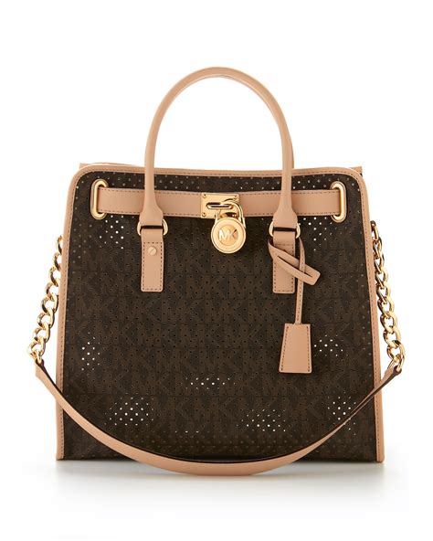 michael michael kors hamilton large mk logo tote vanilla|Michael Kors saffiano large tote.